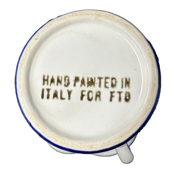 Blue Poppy Floral Ceramic Vase Hand painted in Italy for FTD 5.5 Inches Tall - Picture 6 of 7